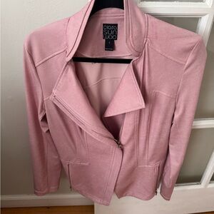 Clara Sunwoo Pink Leather Jacket Asymmetrical Design